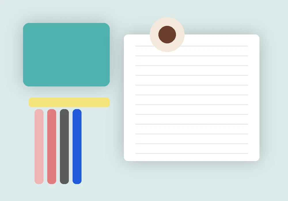 Flat lay of stationery and a coffee cup